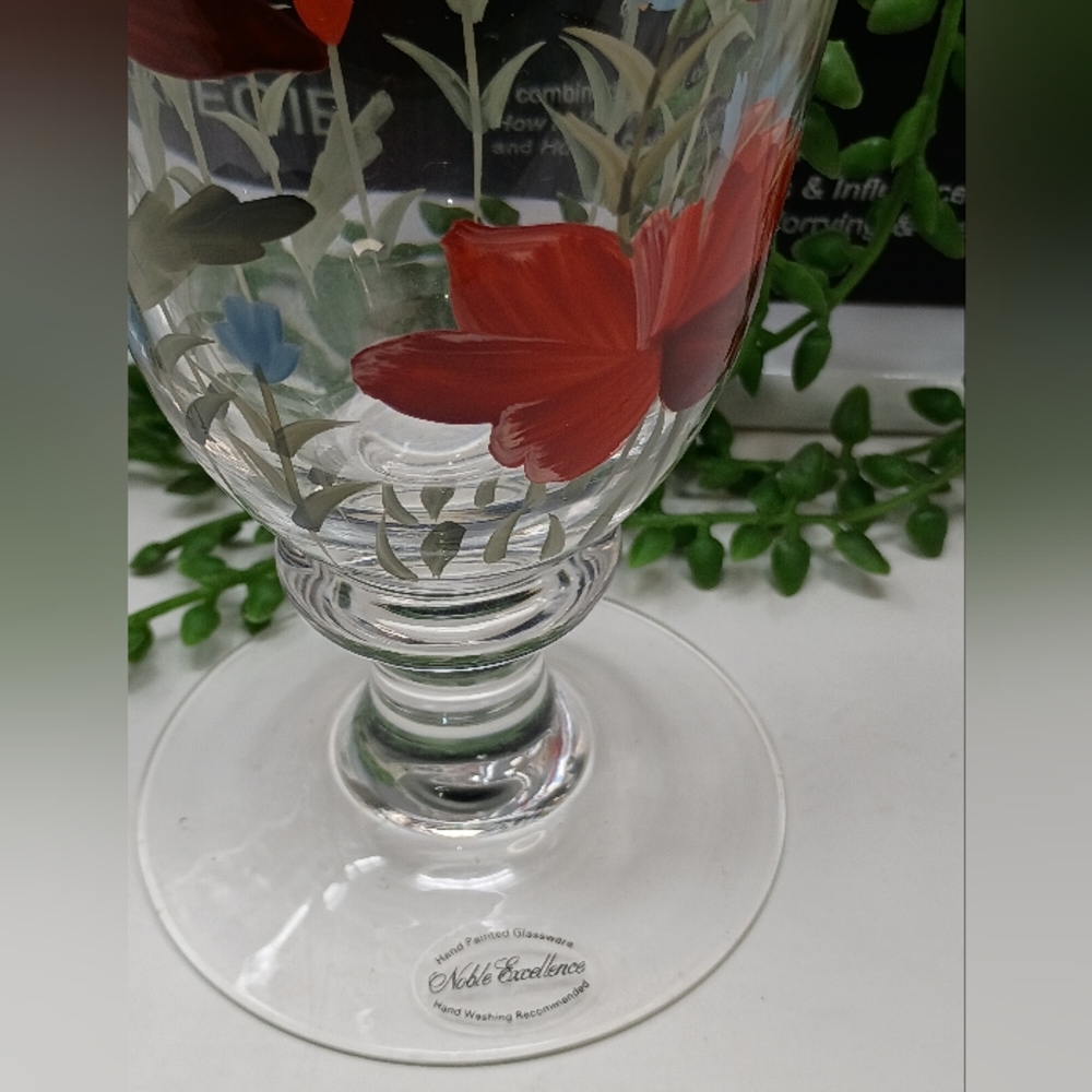 Noble Excellence Hand Painted Drinkware Set, Pitcher And Four Glasses - Picture 4 of 8